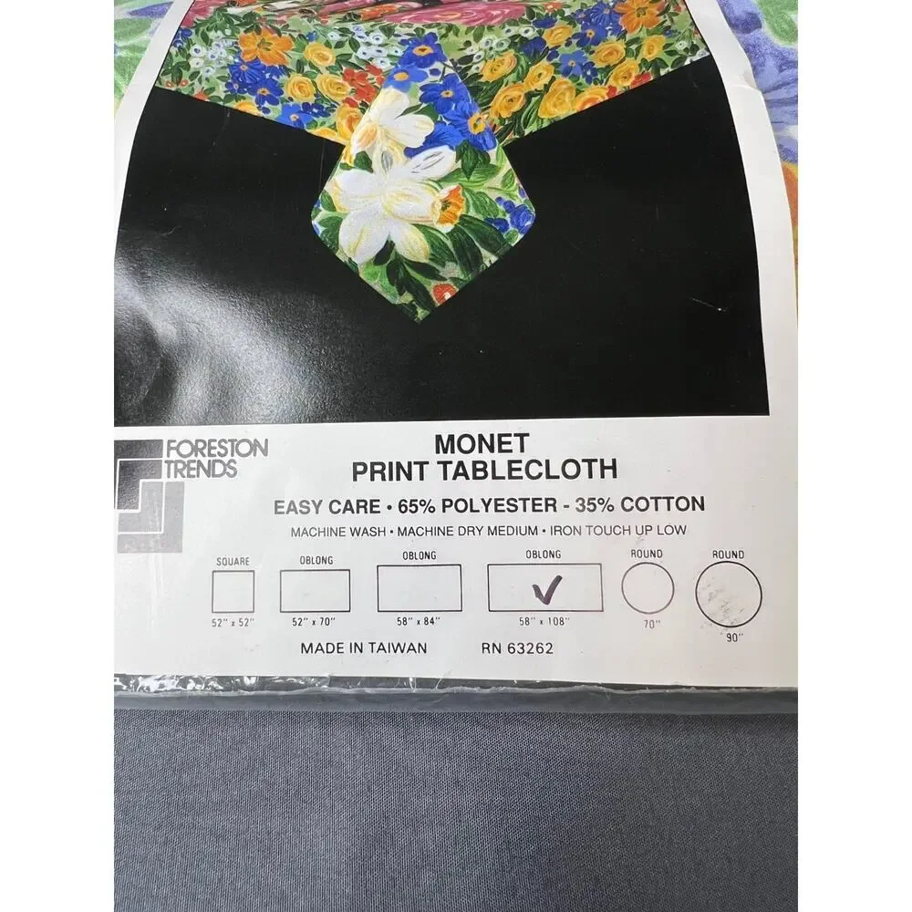 Vtg Tablecloth MONET Easy Care 58” X 108” Foreston Trend NIP